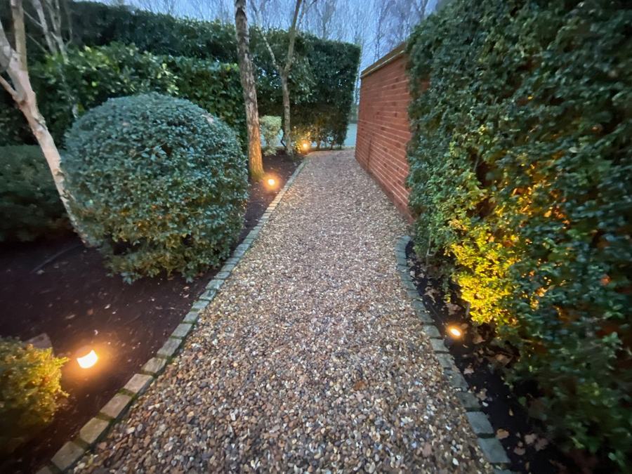 Finished driveway lighting, second view