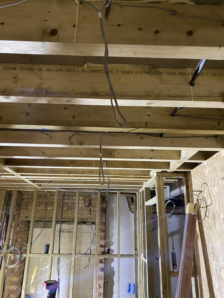 First fix cabling through stud wall framing