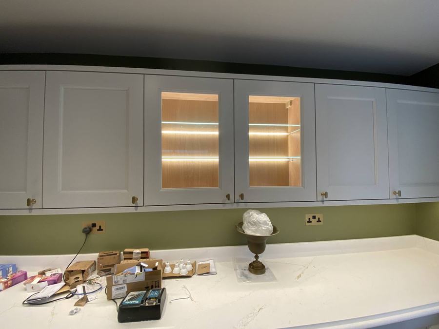 Cabinet lighting detail, finished kitchen